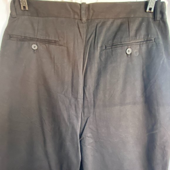 OAK NYC OVERSIZED BLACK RAW EDGE COTTON TWILL CAPRIS (SZ. L) - Picture 7 of 9